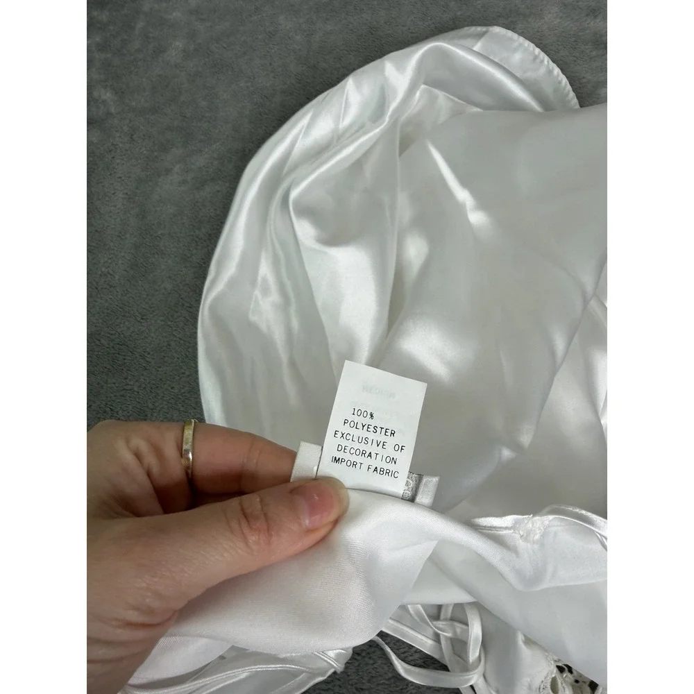 Vintage Y2K Lace Beaded Slip Dress Women's Size Medium White Fairy Dainty Bride - Picture 5 of 8